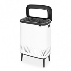 Кош за пране Brabantia Bo 1004176, 2x45 л, Пълнене без отваряне, Вентилационни отвори, Регулируеми крачета, Бял