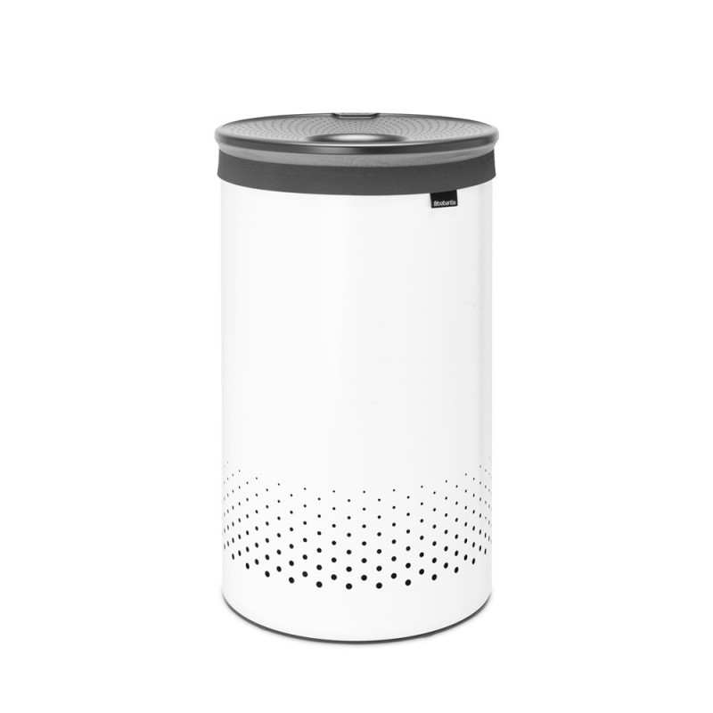 Кош за пране Brabantia 1004179, 60 л, Пластмасов капак, Пълнене без отваряне, Вентилационни отвори, Бял