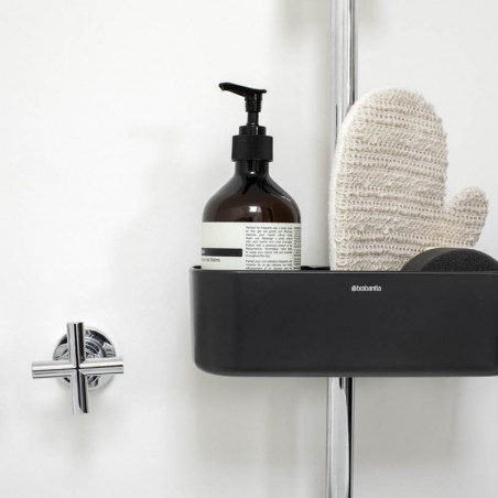 Органайзер за душ Brabantia ReNew 1004186, 7.5х13.3х24.4 см, Дъно с отвори за вода, Устойчивост на корозия, Тъмносив