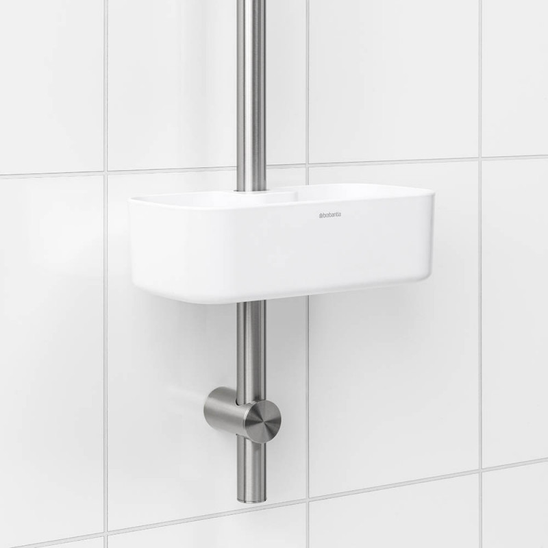 Органайзер за душ Brabantia ReNew 1004187, 7.5х13.3х24.4 см, Дъно с отвори за вода, Устойчивост на корозия, Бял