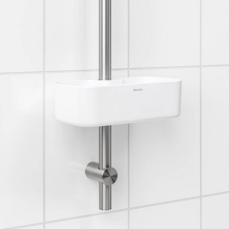 Органайзер за душ Brabantia ReNew 1004187, 7.5х13.3х24.4 см, Дъно с отвори за вода, Устойчивост на корозия, Бял