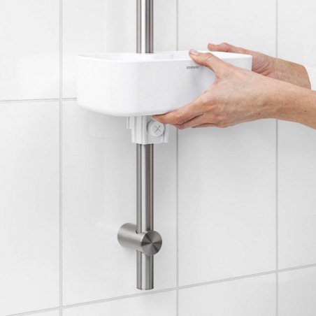 Органайзер за душ Brabantia ReNew 1004187, 7.5х13.3х24.4 см, Дъно с отвори за вода, Устойчивост на корозия, Бял