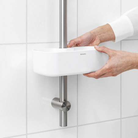Органайзер за душ Brabantia ReNew 1004187, 7.5х13.3х24.4 см, Дъно с отвори за вода, Устойчивост на корозия, Бял