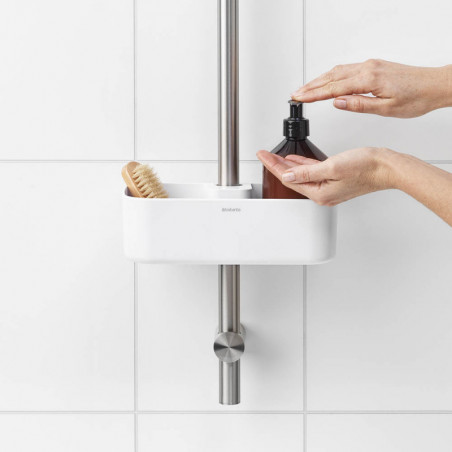 Органайзер за душ Brabantia ReNew 1004187, 7.5х13.3х24.4 см, Дъно с отвори за вода, Устойчивост на корозия, Бял