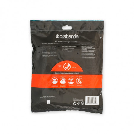Торба за кош Brabantia PerfectFit NewIcon N 1005489, Размер W, 5 л, 40 бр, Бял