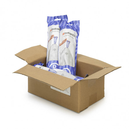 Торбички за кош Brabantia PerfectFit Sort&Go/Built-In 1005569, Размер D, 15-20 л, 120 броя, Бял
