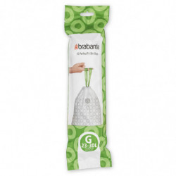Торба за кош Brabantia PerfectFit NewIcon/Touch 1005570, Размер G, 23-30 л, 10 бр, Бял