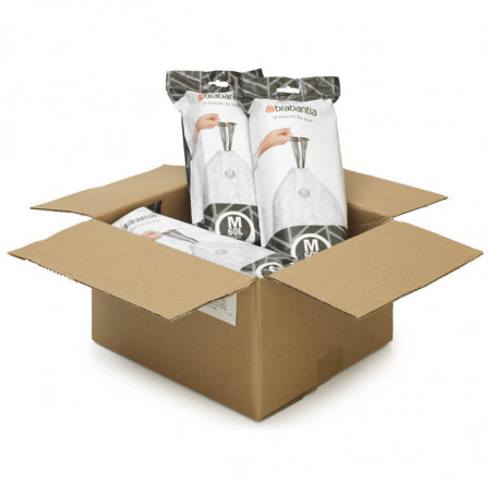 Торбички за кош Brabantia PerfectFit Bo 1005595, Размер М, 60 л, 120 броя, Бял