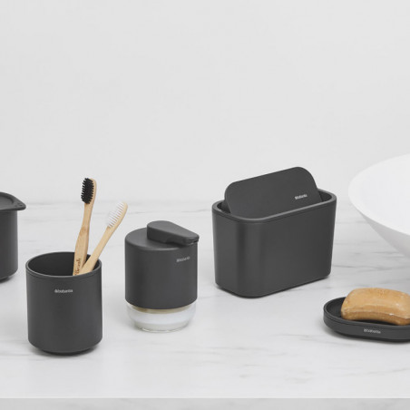 Стойка за четки за зъби Brabantia MindSet 1005684, Лесно почистване, Широк отвор, Минерално покритие, Тъмносив