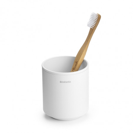 Стойка за четки за зъби Brabantia MindSet 1005685, Лесно почистване, Широк отвор, Минерално покритие, Бял
