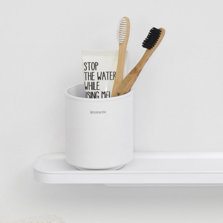 Стойка за четки за зъби Brabantia MindSet 1005685, Лесно почистване, Широк отвор, Минерално покритие, Бял