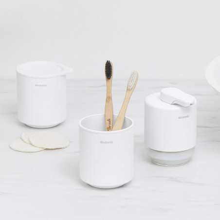 Стойка за четки за зъби Brabantia MindSet 1005685, Лесно почистване, Широк отвор, Минерално покритие, Бял