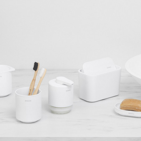 Стойка за четки за зъби Brabantia MindSet 1005685, Лесно почистване, Широк отвор, Минерално покритие, Бял