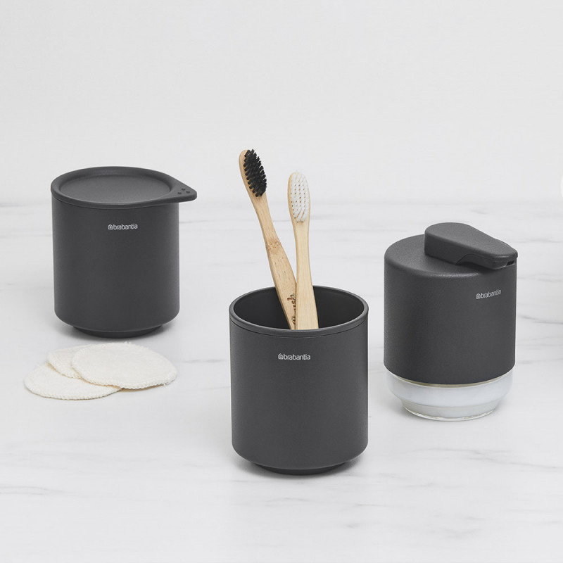 Кутия за аксесоари за баня Brabantia MindSet Mineral 1005686, Противоплъзгаща основа, Минерално покритие, Сив