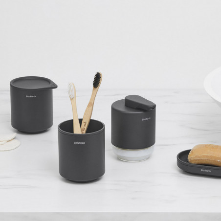 Кутия за аксесоари за баня Brabantia MindSet Mineral 1005686, Противоплъзгаща основа, Минерално покритие, Сив