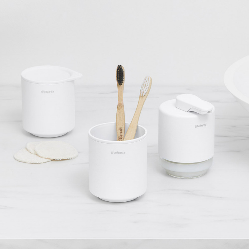 Кутия за аксесоари за баня Brabantia MindSet Mineral 1005687, Противоплъзгаща основа, Минерално покритие, Бял