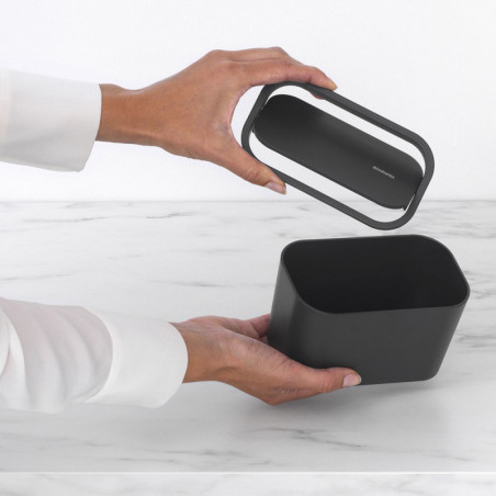 Кошче за отпадъци за баня Brabantia MindSet 1005688, Минерално покритие, Люлеещ се капак, Тъмносив