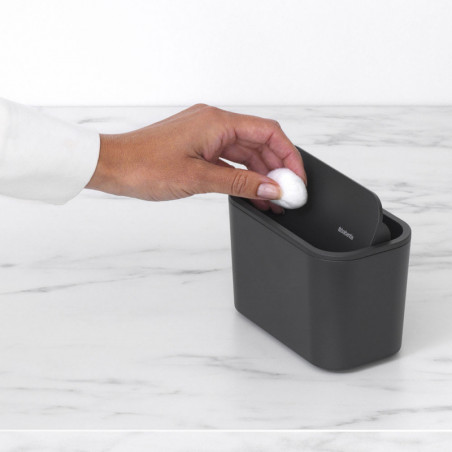 Кошче за отпадъци за баня Brabantia MindSet 1005688, Минерално покритие, Люлеещ се капак, Тъмносив