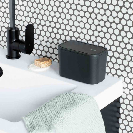 Кошче за отпадъци за баня Brabantia MindSet 1005688, Минерално покритие, Люлеещ се капак, Тъмносив