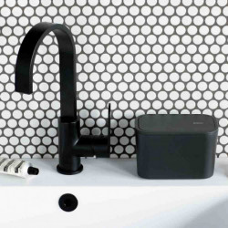 Кошче за отпадъци за баня Brabantia MindSet 1005688, Минерално покритие, Люлеещ се капак, Тъмносив