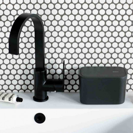 Кошче за отпадъци за баня Brabantia MindSet 1005688, Минерално покритие, Люлеещ се капак, Тъмносив