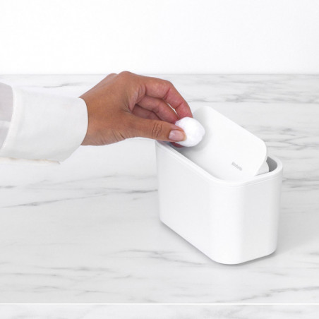 Кошче за отпадъци за баня Brabantia MindSet 1005689, Минерално покритие, Люлеещ се капак, Бял