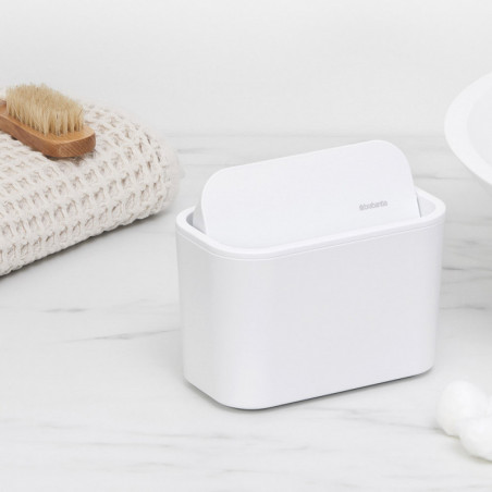 Кошче за отпадъци за баня Brabantia MindSet 1005689, Минерално покритие, Люлеещ се капак, Бял