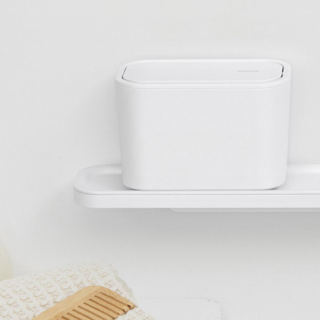 Кошче за отпадъци за баня Brabantia MindSet 1005689, Минерално покритие, Люлеещ се капак, Бял