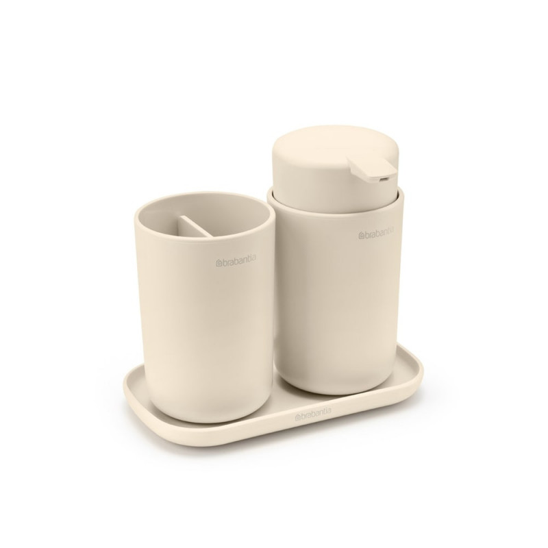 Комплект аксесоари за баня Brabantia ReNew 1006266, 3 части, 250 мл, Устойчиви на корозия, Бежов