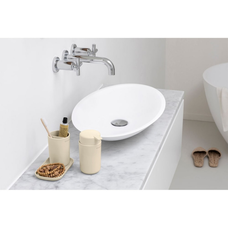 Комплект аксесоари за баня Brabantia ReNew 1006266, 3 части, 250 мл, Устойчиви на корозия, Бежов