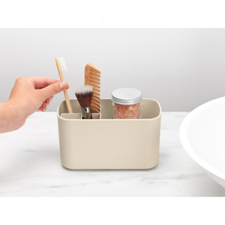 Кутия за аксесоари за баня Brabantia ReNew 1006270, Устойчива на корозия, Вътрешен разделител, Противоплъзгаща основа, Бежов