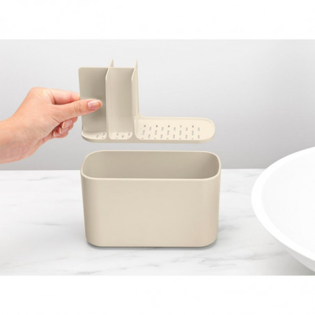 Кутия за аксесоари за баня Brabantia ReNew 1006270, Устойчива на корозия, Вътрешен разделител, Противоплъзгаща основа, Бежов