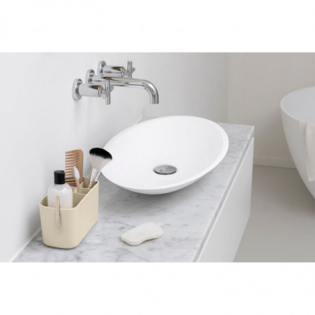Кутия за аксесоари за баня Brabantia ReNew 1006270, Устойчива на корозия, Вътрешен разделител, Противоплъзгаща основа, Бежов