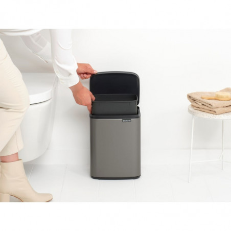 Кош за боклук Brabantia Bo Small 1006628, 7 л, Плавно и безшумно отваряне, Противоплъзгаща основа, Сив