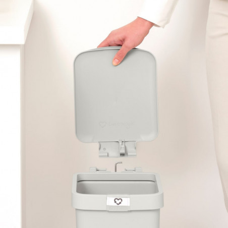 Кош за боклук с педал Brabantia StepUp 1008476, 10 л, Екологични материали, Голям отвор, Светлосив