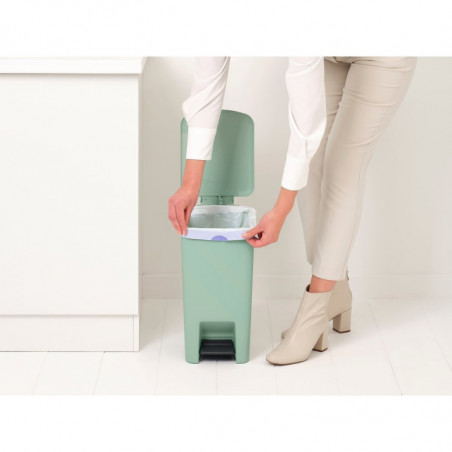 Кош за боклук с педал Brabantia StepUp 1008481, 16 л, Екологични материали, Голям отвор, Светлозелен