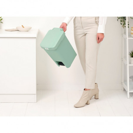 Кош за боклук с педал Brabantia StepUp 1008481, 16 л, Екологични материали, Голям отвор, Светлозелен