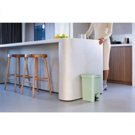 Кош за боклук с педал Brabantia StepUp 1008481, 16 л, Екологични материали, Голям отвор, Светлозелен