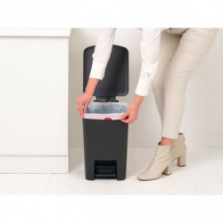 Кош за боклук с педал Brabantia StepUp 1008482, 25 л, Екологични материали, Голям отвор, Тъмносив