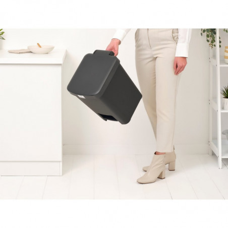 Кош за боклук с педал Brabantia StepUp 1008482, 25 л, Екологични материали, Голям отвор, Тъмносив