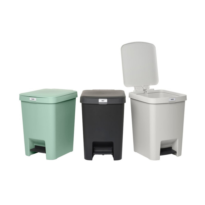 Кош за боклук с педал Brabantia StepUp 1008482, 25 л, Екологични материали, Голям отвор, Тъмносив
