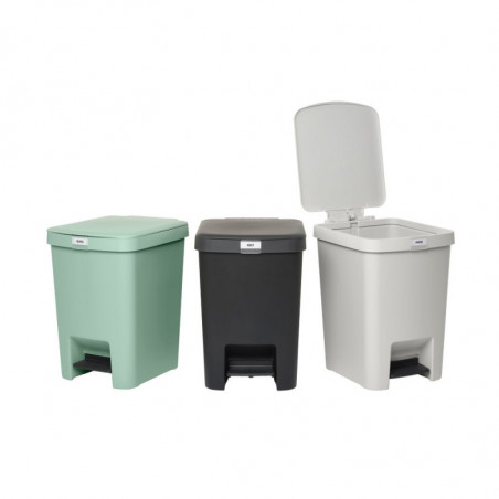 Кош за боклук с педал Brabantia StepUp 1008482, 25 л, Екологични материали, Голям отвор, Тъмносив
