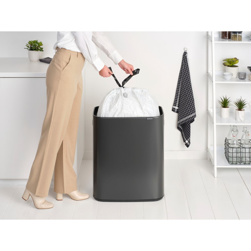 Кош за боклук Brabantia Bo Touch 1008858, 60 л, Плавно и безшумно отваряне, Голям отвор, Сив