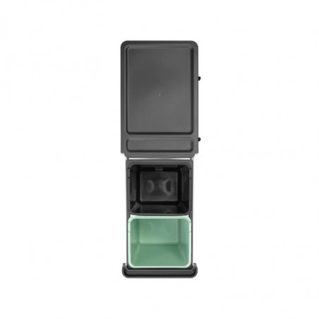 Кош за разделно събиране на боклук Brabantia Sort&Go 1008862, 2x15 л, Вътрешен монтаж с телескопична рамка, Сив/зелен