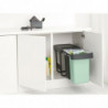 Кош за разделно събиране на боклук Brabantia Sort&Go 1008862, 2x15 л, Вътрешен монтаж с телескопична рамка, Сив/зелен