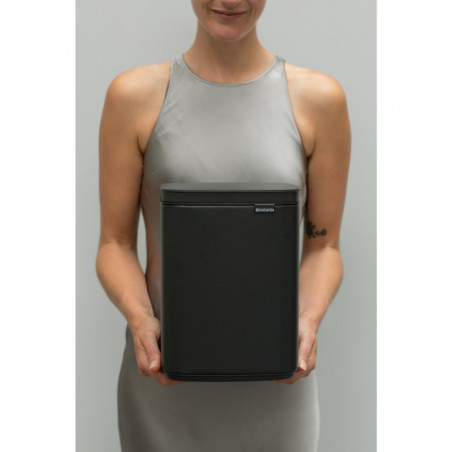 Кош за боклук Brabantia Bo Small 1008866, 4 л, Плавно и безшумно отваряне, Противоплъзгаща основа, Минерално покритие, Тъмносив