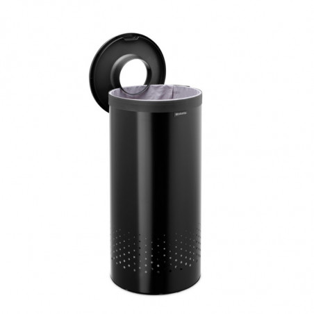 Кош за пране Brabantia 1008916, 35 л, Пластмасов капак, Пълнене без отваряне, Вентилационни отвори, Черен