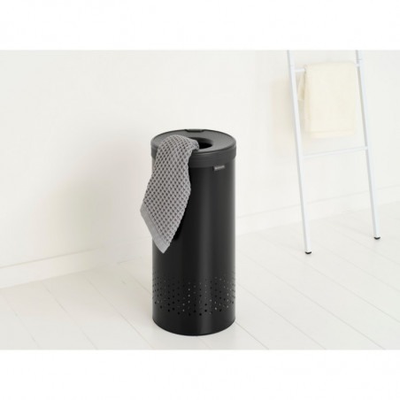 Кош за пране Brabantia 1008916, 35 л, Пластмасов капак, Пълнене без отваряне, Вентилационни отвори, Черен