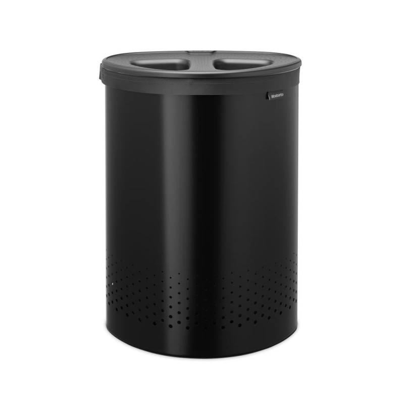 Кош за пране Brabantia Selector 1008917, 55 л, 2 отделения, Вентилационни отвори, Пълнене без отваряне, Черен