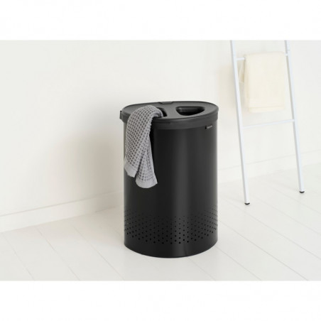 Кош за пране Brabantia Selector 1008917, 55 л, 2 отделения, Вентилационни отвори, Пълнене без отваряне, Черен